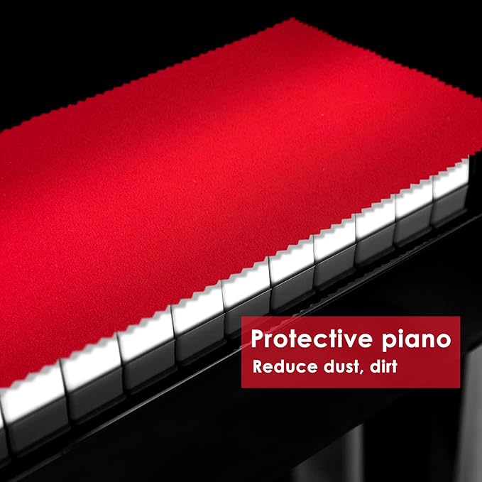 Piano Keyboard Dust Cover for 88 Keys - Suitable for Grand Upright Pianos, Digital Pianos, and Electric Keyboards - Protective Key Cover Cloth (Classic Red)