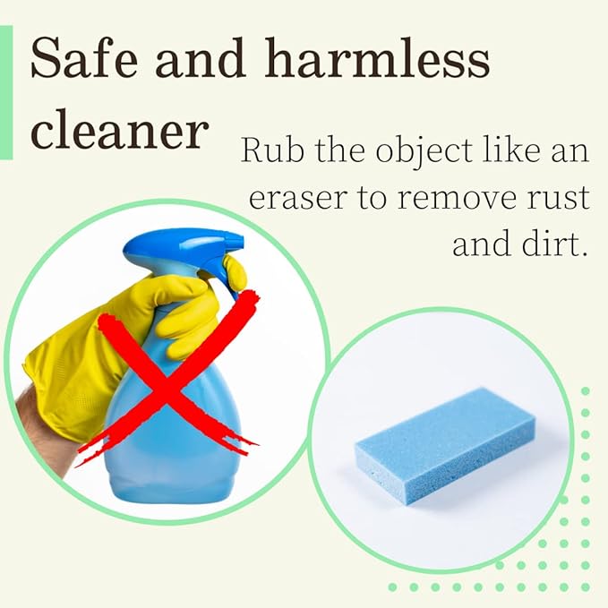 Rust Eraser for Knives Kitchen Stoves Wood Finish and Bicycles Multi Purpouse Cleaning Rubber Eraser Remover Dirt Stains, Set of 2 (Fine, Coarse) Made in Japan