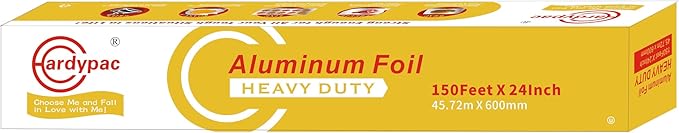 24 inch extra wide Heavy Duty Aluminum Foil Roll, 23 Micron Thick, 300SQFT, 24 Inch x 150 Feet, kitchen wide tin foil grill foil for cooking, baking, wrapping, BBQ aluminum foil heavy duty.