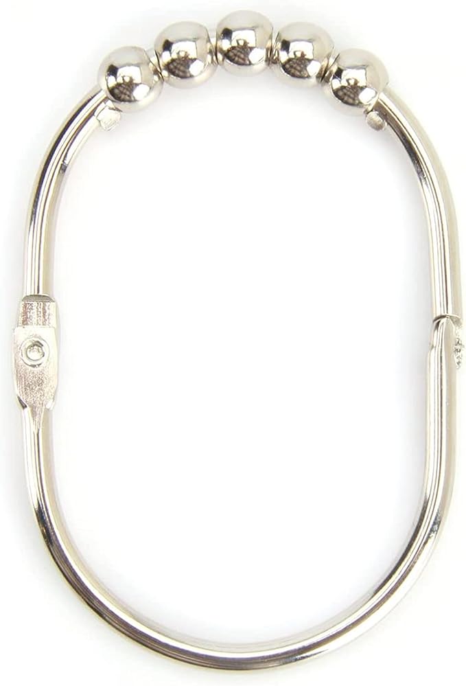 2 Lb. Depot Wide Shower Curtain Rings - Set of 12 Easy Glide Rollers with Polished Nickel Finish - Stainless Steel Shower Hooks for Straight and Curved Rods - Decorative and Durable for Any Bathroom
