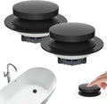 Hibbent 2 Pack 3 in 1 Metal Bathtub Drain Stopper, Universal Pop Up Tub Stopper with Removable Filter Basket, Anti-Clogging Bathtub Hair Catcher for 1.5''~2.4'' Drain, Brass Bullet Core, Matte Black