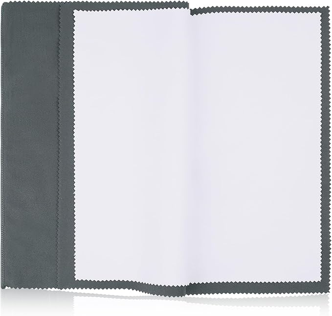 2PC Set X-Large 12''x10'' Silver Jewelry Polishing Cloths, Premium Silverware Cleaning Cloth for 925 Silver, Gold, Double Layer Polishing Puff Cloths Grey