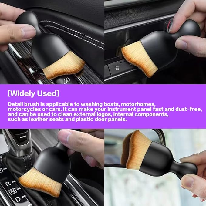Car Interior Detailing Brush,Soft Bristle Cleaning Brush Car Detailing Brush Dusting Brush,Car Interior Cleaning Tool,Auto Detail Brush Car Dash Duster Brush (Black with Cap)