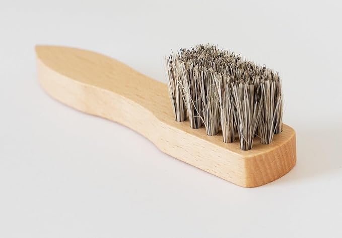 Meltonian Grey Welt Shoe Brush | Premium Horse Hair Welt Brush for Leather Care | Ideal Horsehair Welt Brush for Applying Cream | Use with Meltonian Cream Polish or Wax | Grey Color Horsehair Bristles