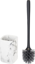 Vigar Zense Toilet Brush and Holder Set, Toilet Bowl Brush with Polyresin Stone Holder, Bathroom Sets for Bathroom Decor and Accessories, White Marble