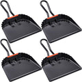 Mumufy 4 Pack Industrial Metal Dustpan 12" Heavy Duty Dust Pan with Handle Handheld Dustpan Wide Scooper Dust Debris Sweeping Tool Precision Edge Ideal for Cleaning Indoor Outdoor Surfaces(Black)