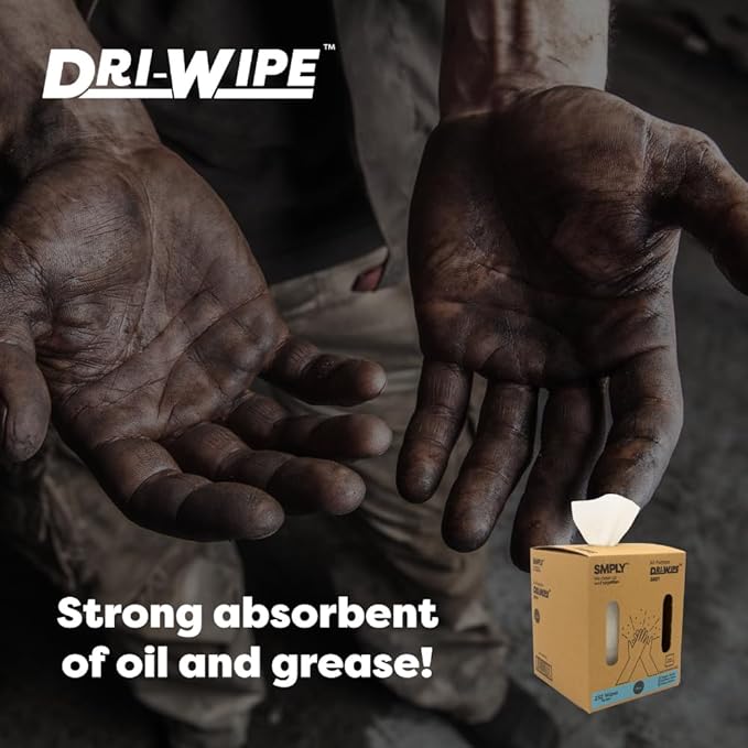 Dri-Wipe S601 by SMPLY Brands – All-Purpose Disposable Cleaning Wipes, 252 Wipes, Strong Alternative to Shop Towels & Paper Towels, 10" x 15" Center-Pull Sheets