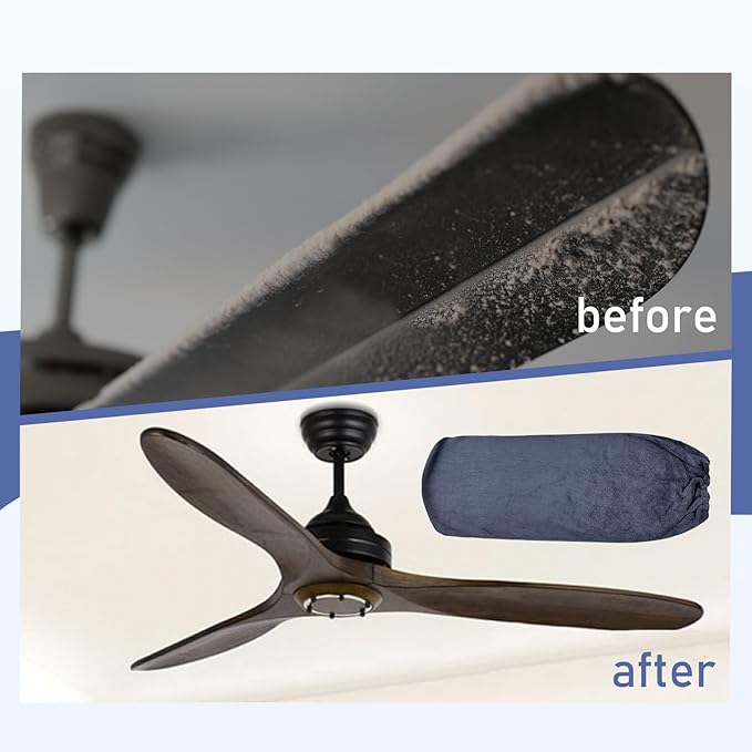 4 PCS Ceiling Fan Duster Kits,100% Microfibre Fan Blade Cleaner for high Ceiling Fan Blades.Machine Washable and Reusable,Includes 2 Ceiling Fan dusters and 2 Microfibre Towels（Grey） (Grey)