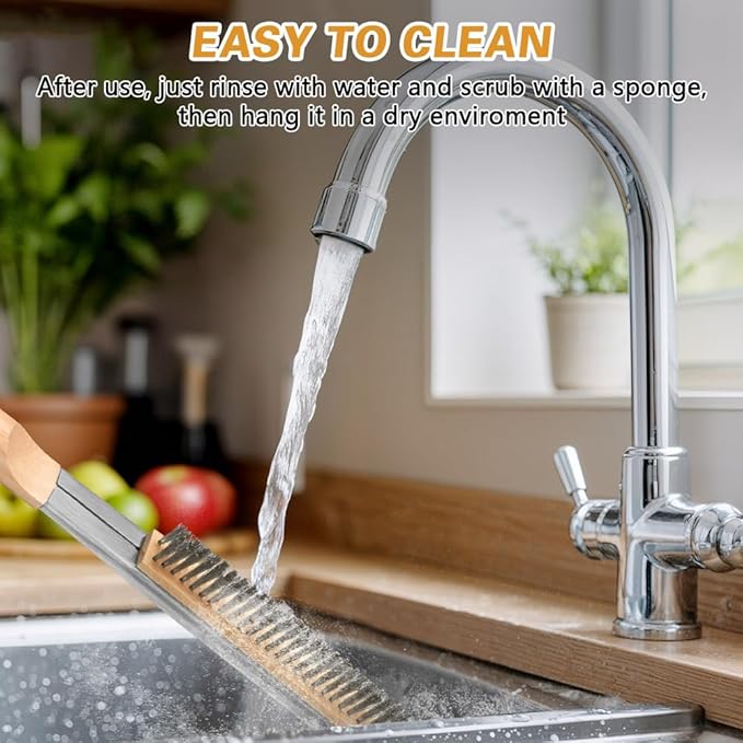 Pizza Oven Brush, 26" Brush and Stainless Steel Scraper for Pizza Stone, BBQ Grill Cleaning Brush Non Scratch Heat Proof Stainless Steel Bristles with Screwdriver for Pizza Oven and Accessories