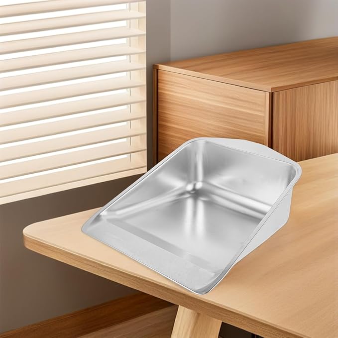 Stainless Steel Handheld Dust Pan Heavy Duty Metal Dustpan Multi Functional Garbage Shovel for Indoor Outdoor Floor Desk Cleaning 11.53X10.23X3.93 Inches
