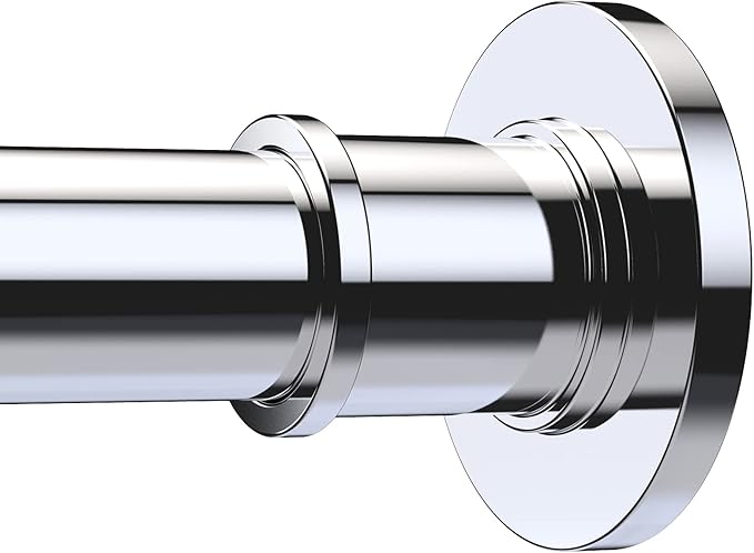 BRIOFOX Industrial Shower Curtain Rod - Rustproof Non-Slip 43-72 Inch 304 Stainless Steel Tension Curtain Rod for Window or Bathroom, Chrome