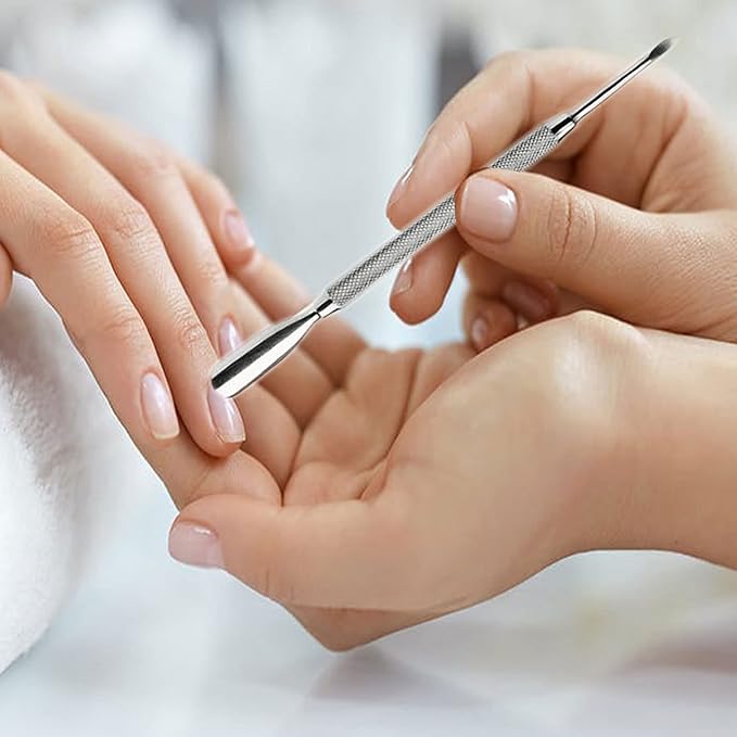 Cuticle Pusher Tools - Professional Nail Cuticle Pusher Cuticle Remover Cuticle Trimmer Spoon Shaped Nail Cleaner Dual Sided Metal Stainless Steel Manicure Pedicure for Women 4 Pack Set Krisp Beauty