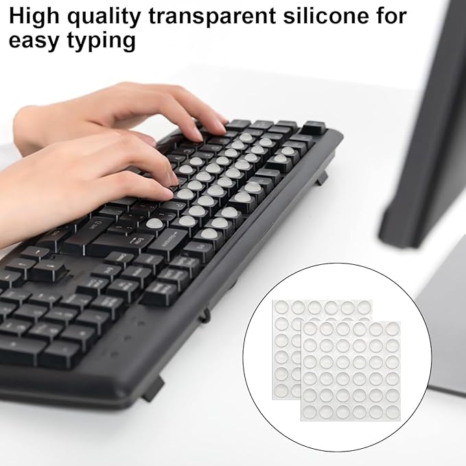 72 Pcs Raised Keyboard Sticker for Long Nails, with cleaning brush, Adhesive Keycap Riser for Nail Art Protective Keycap Bubbles Silicone Sticky Pad Suitable for Tying and Gaming, Hemispherical