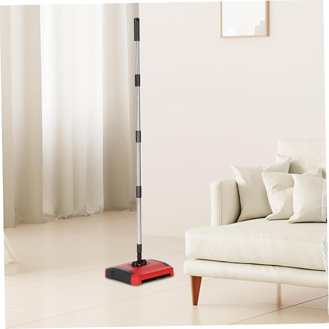 Carpet Sweeper Manual 3 Rolling Brushes Floor Sweeper Carpet Brush with Wheels and Large Waste Bin 43inch Detachable Carpet Cleaner for Pet Hair Dust Debris
