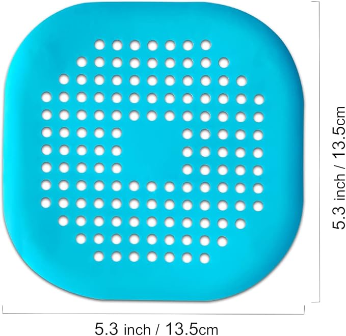 4 Pcs Shower Drain Hair Catcher Bathtub Stopper Home Drain Protectors Drain Cover with Sucker Water Trap Sink Cover for Bathroom Bathtub and Kitchen (Blue)