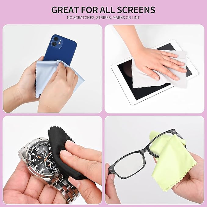 Glasses Cleaning Cloths(12 pcs),Premium Eyeglass Cleaner Cloth, Lens Wipes Cloth for Cleaning Eyeglasses, Cell Phones, Screens, Lenses, Electronics and All Delicate Surface