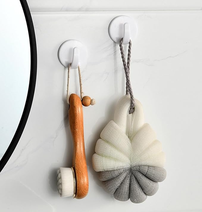 lightstar 6 Pcs Adhesive Plastic Hooks - Small Wall Hooks for Hanging, Drill-Free, Seamless - Kitchen Bathroom - 44 * 44 * 25 mm, White (for 2.5 LB)