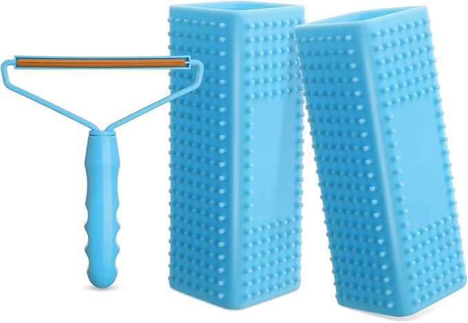 Honeydak 3 Pieces Hair Remover Tool Dog Hair Remover Pro Silicone Cleaner Brush Roller Fuzz Hairball Brush for Carpet Rake, Car Mat, Couch, Pet Bed, Clothes