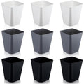 Hoolerry 9 Pieces Garbage Can 2 Gallon Small Trash Cans Bulk Bathroom Trash Bin Plastic Wastebasket Square for Bedroom Slim Bathroom Trashcan Small Container for Kitchen Office Home(Multicolor)