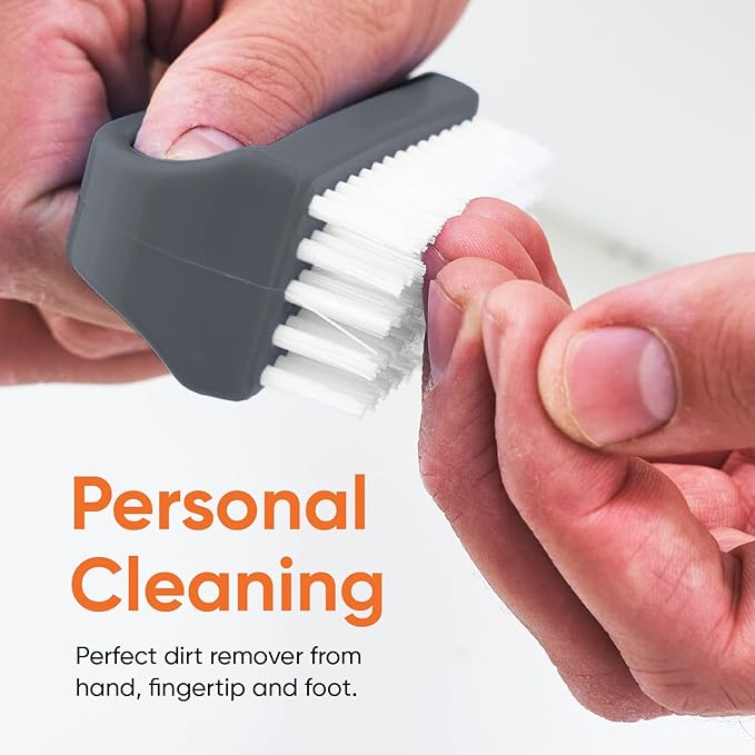 Superio Stiff Nail Brush for Cleaning Fingernails Small Scrub Brush with Handle, Cleaning Brushes for Hands, Toes, and Nails (Black, 6 Pack)