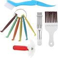 5PCS Air Conditioner Condenser Fin Comb Set, 3Pcs Fin Comb Condenser Fin Straightener, 2Pcs Coil Cleaner Fin Comb, Air Conditioner Fin Comb, AC Fin Comb and Brown Brush Air Conditioner Fin