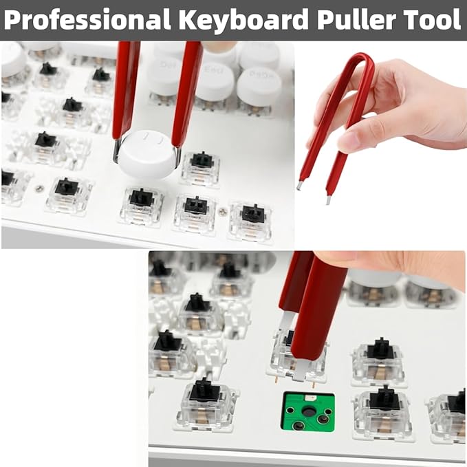 Keycap Puller, Stainless Steel Key Remover for Replacement Mechanical Gaming Keyboard Switches with Cleaning Brush