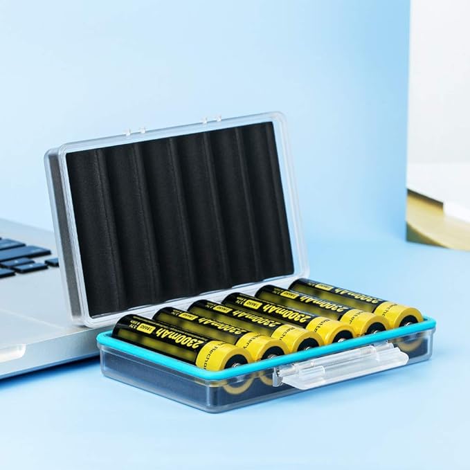 JJC Compact 18650 Battery Storage Case Holder Organizer, Hard Plastic Battery Box for 6pcs 18650 Batteries, Water-Resistant and Easy to Carry