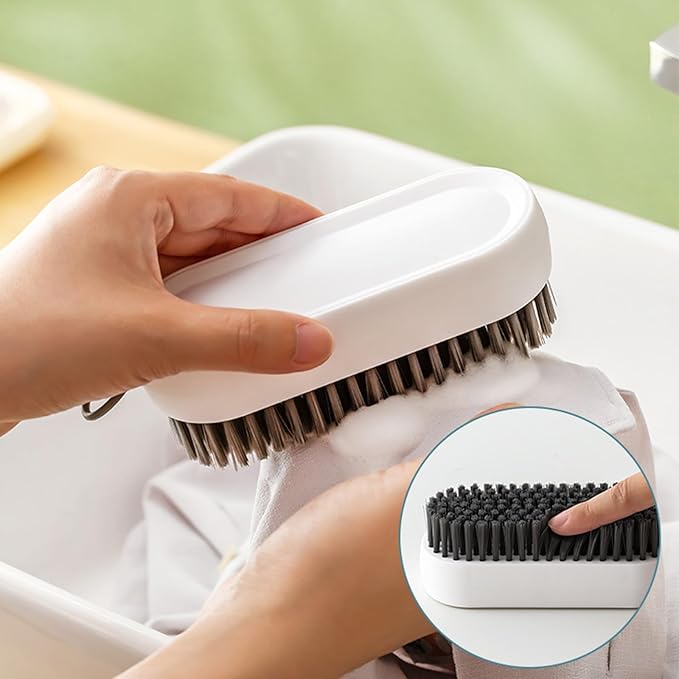 Laundry Scrub Brush Cleaning Brush 2 Pack Soft Bristle Brush Clothes Underwear Scrubbing Brush Long Handle Household Cleaning Brushes for Bathtubs Countertops (Gray)