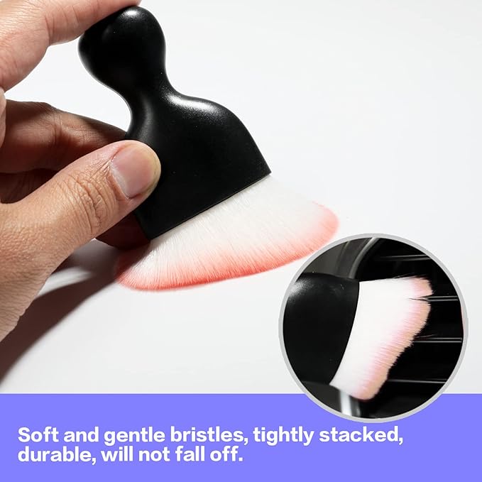Car Interior Detailing Brush,Soft Bristle Cleaning Brush Car Detailing Brush Dusting Brush,Car Interior Cleaning Tool,Auto Detail Brush Car Dash Duster Brush (Black&Pink)