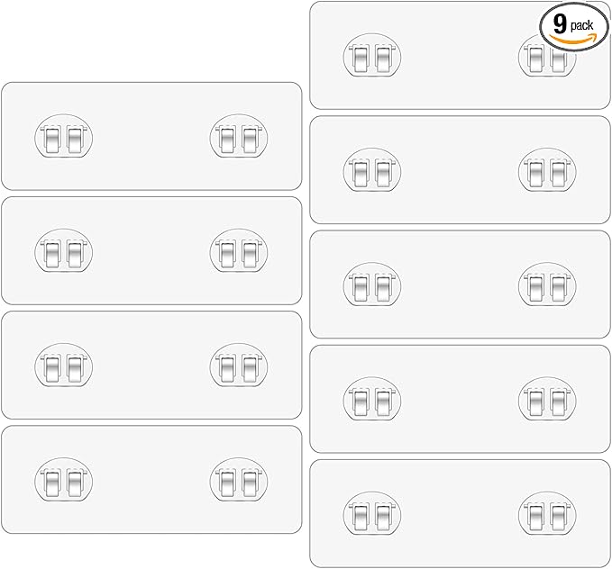 9 Pack Shower Caddy Adhesive Hooks Replacement, Shower Shelf Adhesive Replacement, Strong Adhesive Hooks for Caddy Shelves Rack Basket Holder