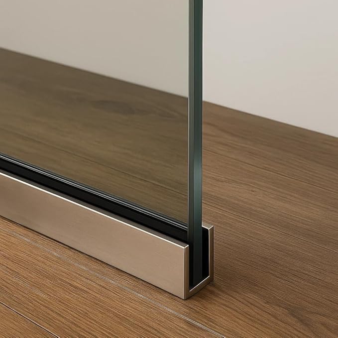 Fixed Glass Shower Wall Panel, 10mm Thick Glass Door 24" x 76", Frameless Tempered Glass Door for Shower, Bathroom Shower Screen with Brushed Nickel Finish by Yana Glass and Mirror