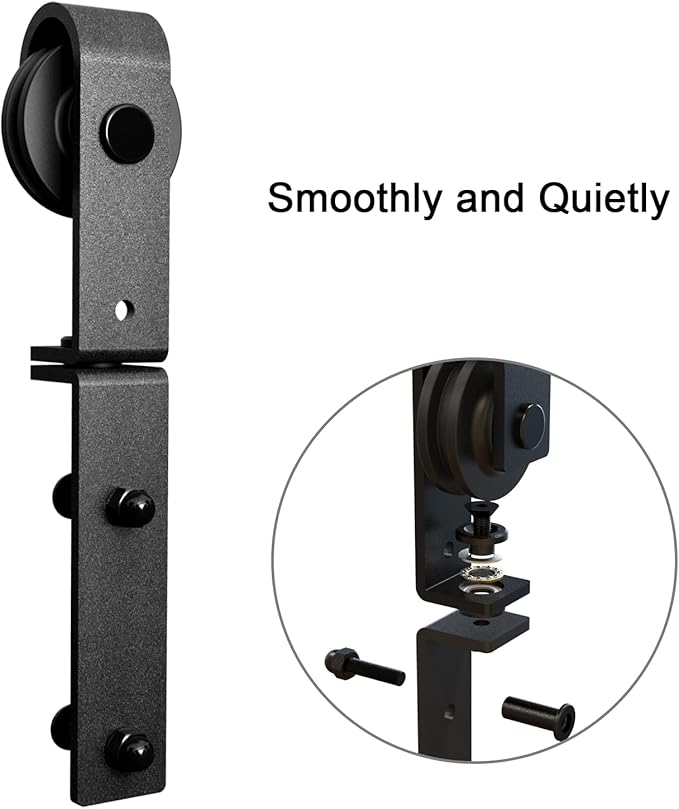 40" Bi-Folding Sliding Barn Door Hardware Track Kit,Smoothly&Quietly,Side Mounted Black Roller,Easy Install,Door Not Included [Fit Double 18" Bifold Doors]