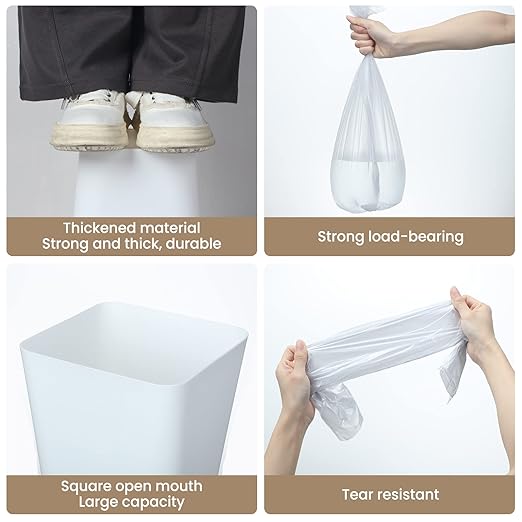 Eccliy 6 Pack Small Trash Cans for Bathroom Plastic Trash Can with 3 Rolls of Bags Small Wastebasket Garbage Bin Container, Bedroom, Home Office, Living Room, Kitchen (Gray,White)