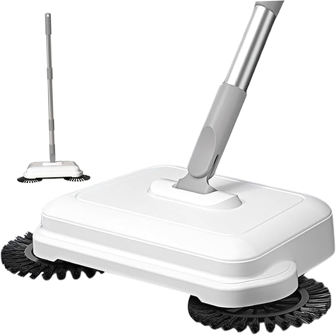 Floor Sweeper, 2-in-1 360° Rotating Hand Push Sweeper with Long Handle, High-Efficiency Manual Carpet & Hard Floor Cleaning Tool for Home & OfficeFloor