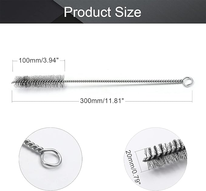 Utoolmart Steel Wire Cleaning Brush - Spiral Power Cleaner, 0.8 x 12 inch, 2-pack