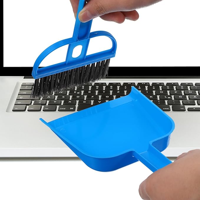 Healifty Mini Broom and Dustpan Set Small Handheld Sweeper Combo with Hanging Holes for Home Office Car Sofa and Pet Cage Cleaning Compact Cleaning Tool 7.67X5.11X1.02 Inches