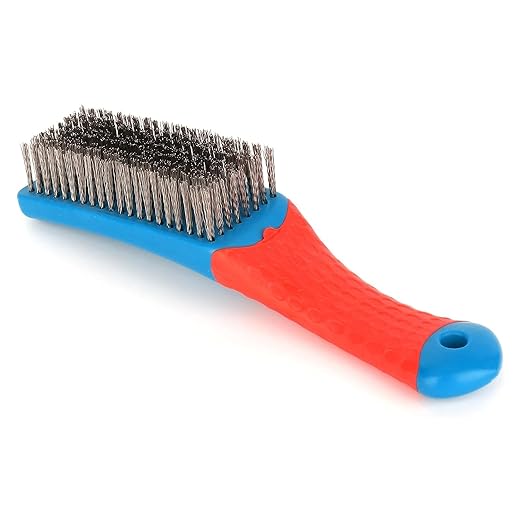 Wire Brushes for Cleaning-Heavy Duty Stainless Steel Wire Scratch Brush for Metal Rust Cleaning,Paint Scrubbing with Rubber Covered Handle (1)