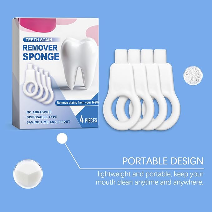 4 Pcs Sponge Teeth Cleaner for Baby, Kids, Adults, Gentle Stain Remover for Teeth Soft Rubber Sponge Eraser Safe Dental Cleaning Tool for Daily Oral Care
