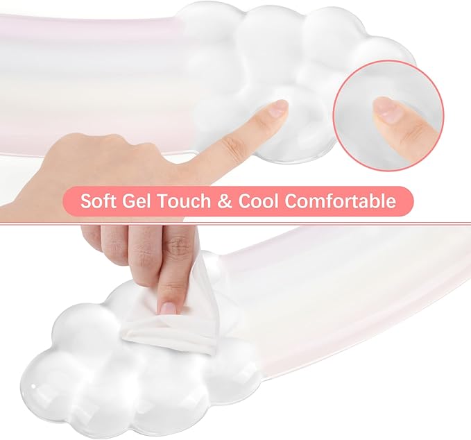 MOSISO Gel Keyboard Wrist Rest&Wrist Support for Mouse, Curved Ergonomic Keyboard Pad Soft Cooling Gel Pain Relief Easy Typing Pad with Non-Slip for Computer Laptop Home/Office, Transparent Clouds