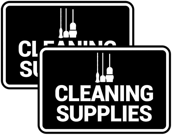 Signs ByLITA Classic Framed Cleaning Supplies Sign (Black) - Large 2 Pack