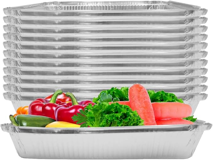 PARTY BARGAINS 4 lb Aluminum Pans with Board Lids, 40 Pack – 12 x 8 in Disposable Foil Roasting & Steam Table Pans for Catering, Takeout, Meal Prep, Oven Safe up to 240°C