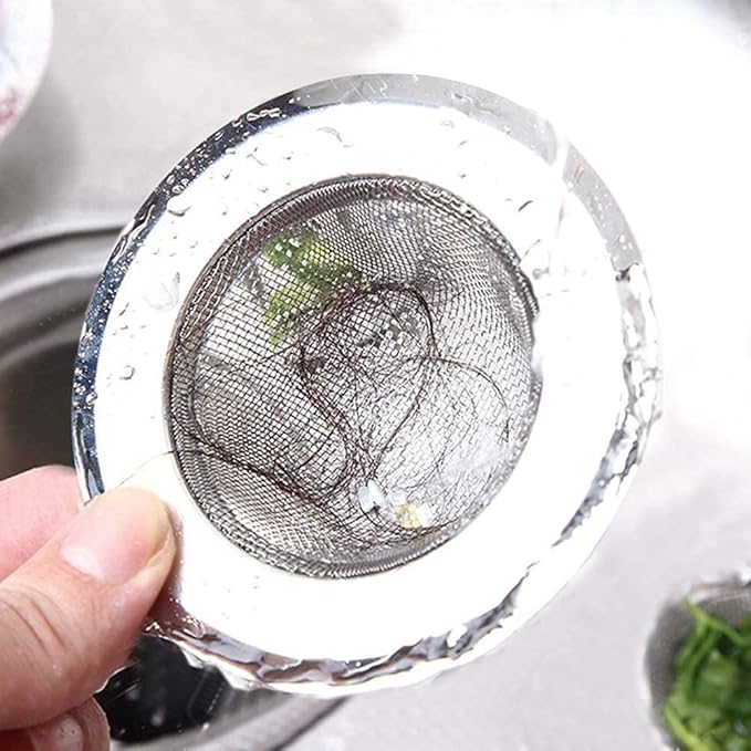 2 Pcs Stainless Steel Kitchen Mesh Silver Sink Strainer Large Wide Rim 4.5" Diameter,Perfect for Kitchen Sinks