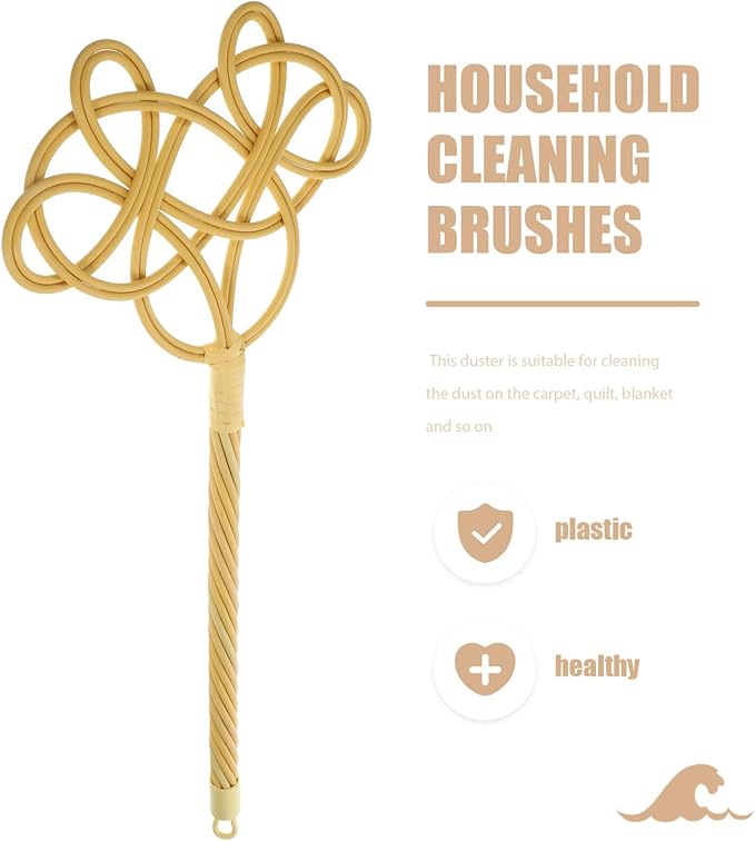 Carpet and Rug, Rattan Rug Pillow Dust Long Handle Paddle Comforter Manual Dust Whisperer Sweep Tools for Quilts Bedding