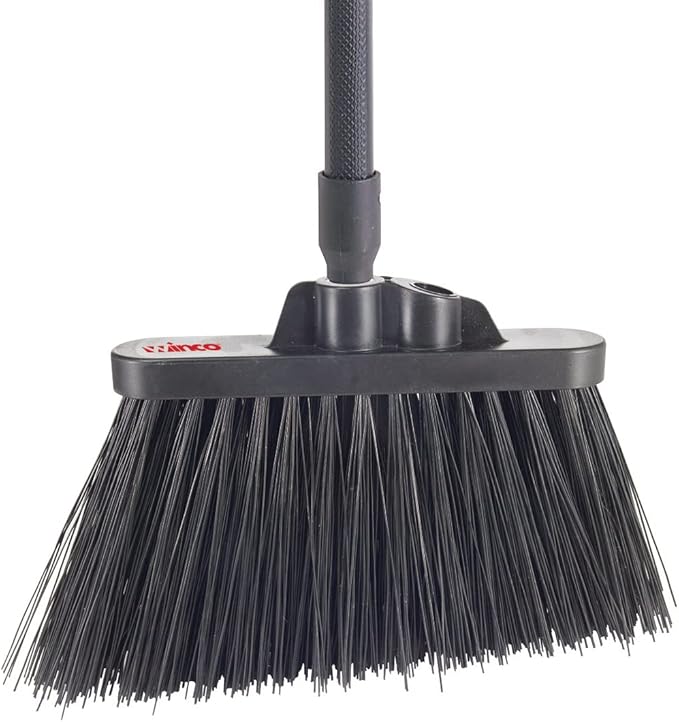 Winco Angled Broom with 48" Fiberglass Handle, Unflagged Bristles