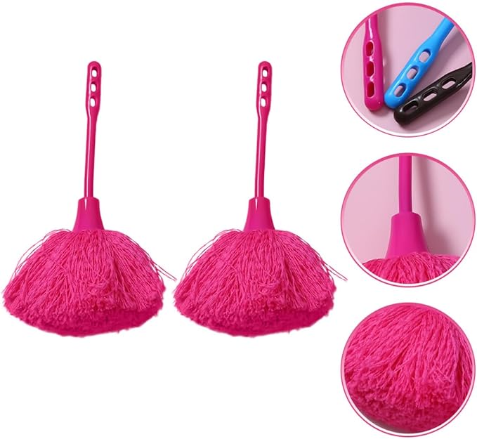 2pcs Pink Static Electricity Fiber Dusters with Handle, Non-extendable Handheld Dust Cleaner for Home and Car, Electrostatic Cleaning Tool for Furniture and Surfaces