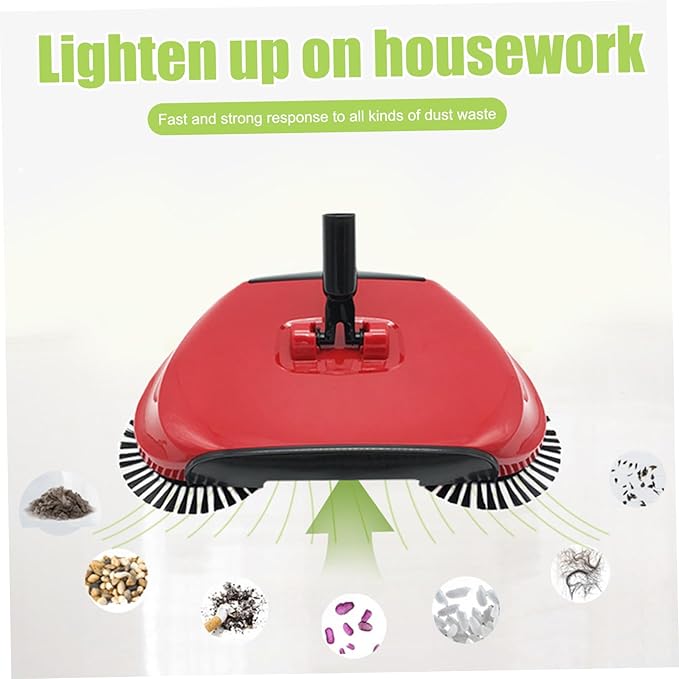 Carpet Sweeper 360° Rotation Manual Floor Sweeper with PET Broom Brush Robust Lightweight Hand for Home Office Low Carpets Rugs Undercoat Carpets, Red