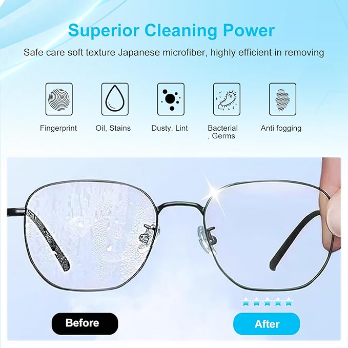 6 Pack Lens Cleaning Cloth |Glasses Cleaning Cloths | Eyeglass Lens Cleaner | Eyeglasses, Camera, VR/AR Headset, and Screen Cleaner | Grey+Black