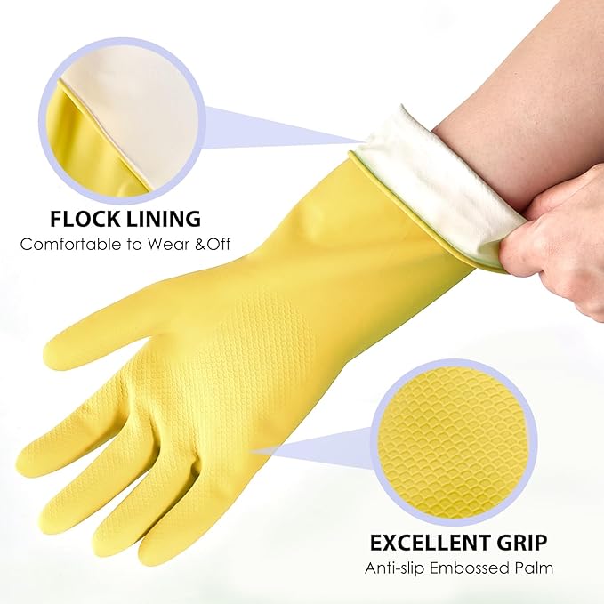 Rubber gloves for dishwashing 4 Pairs, Kitchen gloves for dish cleaning gloves, Reusable (XL, Colorful)