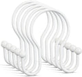 Goowin Shower Curtain Hooks, 12 Pcs Shower Curtain Rings, Stainless Steel Shower Curtain Hangers, Metal Shower Curtain Hooks Rings Rust Proof, Minimalist Shower Hooks for Shower Curtain, White
