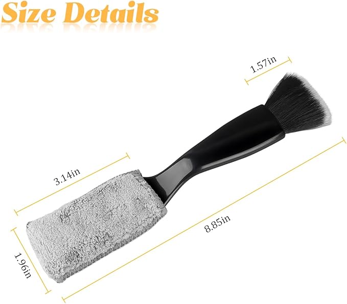 Double Head Brush for Car Clean, 2 in 1 Soft Auto Duster Detailing Cleaning Brushes, Multi-Functional Vehicle Air Conditioning Vent Cleaner Tools, Universal for SUV RV Truck (Black)